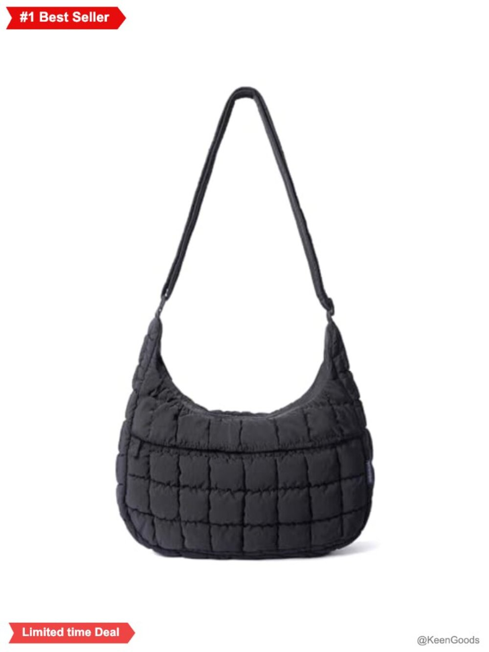 Nylon Quilted Puffer Crossbody Hobo Bag Lightweight Adjustable Strap